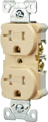 Eaton Wiring Devices TWRBR20V Duplex Receptacle, Nylon, Ivory, 2-Pole, 20 A, 125 V, Back, Side Wiring, NEMA: 5-20R