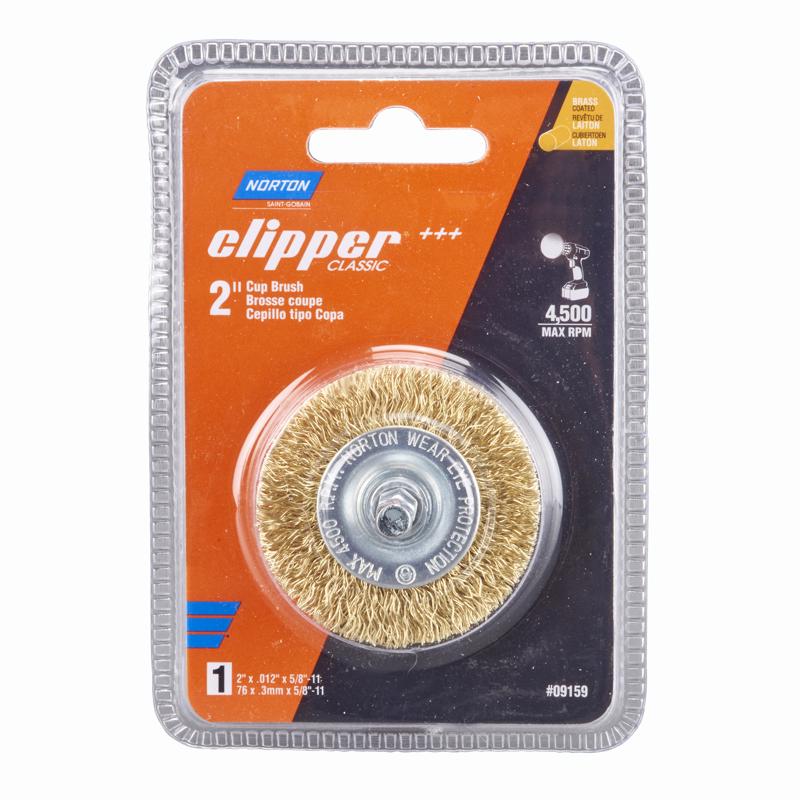 Norton Clipper 2 in. Coarse Crimped Wire Cup Brush Brass 4500 rpm 1 pc