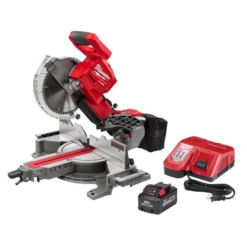 Milwaukee M18 FUEL 2734-21 Dual Bevel Sliding Compound Miter Saw, Battery, 10 in Dia Blade, 4000 rpm Speed