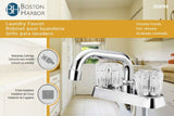 Boston Harbor FL010003CP Laundry Faucet, 2 gpm, 2-Handle, 3-Faucet Hole, Metal/Plastic, Chrome Plated