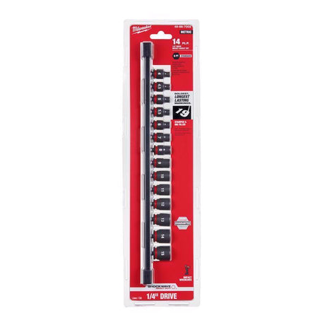 Milwaukee Shockwave 1/4 in. drive Metric 6 Point Standard Impact Rated Socket Set 14 pc