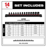 Milwaukee Shockwave 1/4 in. drive Metric 6 Point Standard Impact Rated Socket Set 14 pc