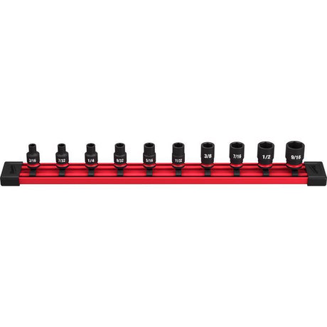 Milwaukee Shockwave 1/4 in. drive SAE 6 Point Standard Impact Rated Shallow Socket Set 10 pc