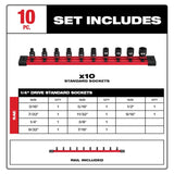 Milwaukee Shockwave 1/4 in. drive SAE 6 Point Standard Impact Rated Shallow Socket Set 10 pc