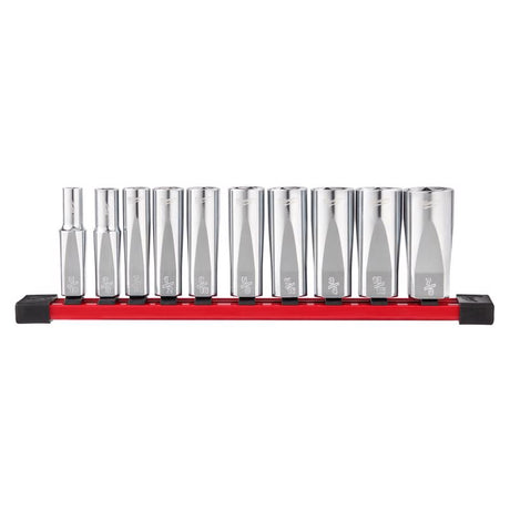 Milwaukee 3/8 in. drive SAE 6 Point Chrome Deep Well Socket Set 10 pc