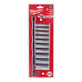 Milwaukee 3/8 in. drive Metric 6 Point Chrome Deep Well Socket Set 10 pc