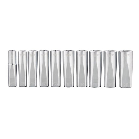 Milwaukee 3/8 in. drive Metric 6 Point Chrome Deep Well Socket Set 10 pc