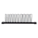 Milwaukee 3/8 in. drive Metric 6 Point Chrome Deep Well Socket Set 10 pc