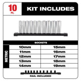 Milwaukee 3/8 in. drive Metric 6 Point Chrome Deep Well Socket Set 10 pc