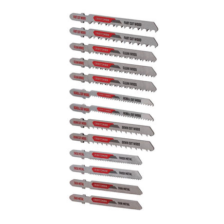 Craftsman 4.4 in. High Carbon Steel T-Shank Jig Saw Blade Set 13 pc