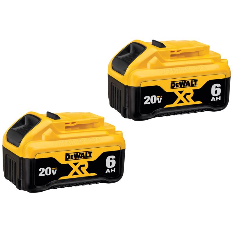 DeWalt 20V MAX DCB206-2 6 Ah Lithium-Ion Battery Combo Pack 2 pc