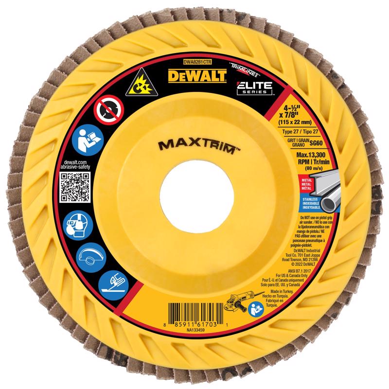 DeWalt MaxTrim 4-1/2 in. D X 7/8 in. Ceramic Trim Flap Disc 60 Grit 1 each