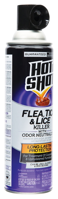 Hot Shot HG-2118 Tick and Lice Killer, Liquid, Spray Application, 14 oz, Aerosol Can