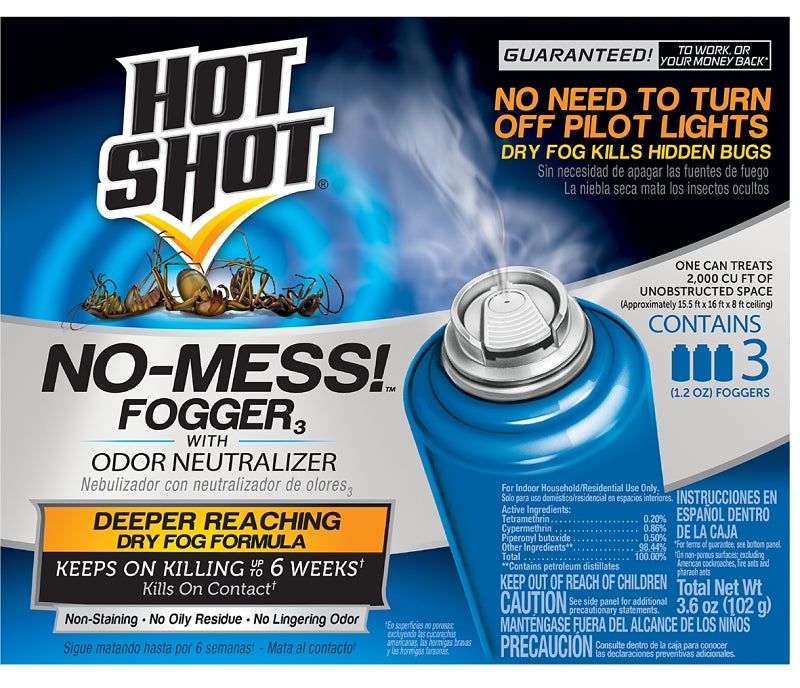Hot Shot No-Mess! HG-20177 Fogger with Odor Neutralizer, 2000 cu-ft Coverage Area, Light Yellow