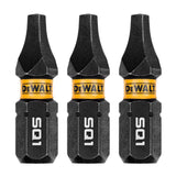 DeWalt FlexTorq Square #1 X 1 in. L Impact Driver Bit Set Steel 3 pc