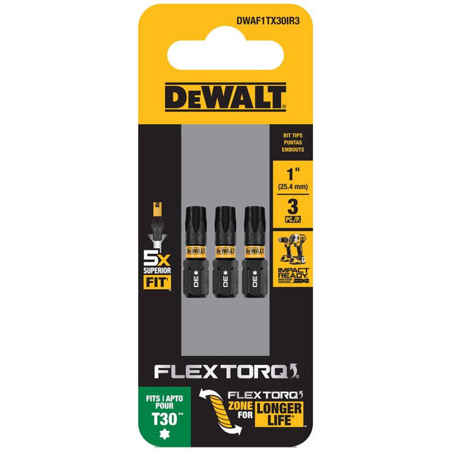 DeWalt FlexTorq Torx T30 X 1 in. L Impact Driver Bit Set Steel 3 pc