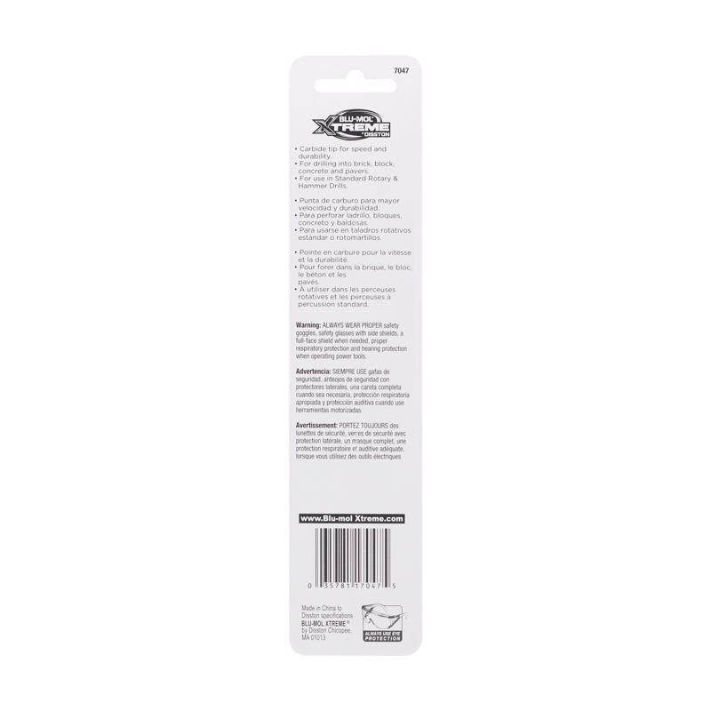 Disston Blu-Mol Xtreme 3/16 in. X 6 in. L Carbide Tipped Masonry Drill Bit Straight Shank 1 pk