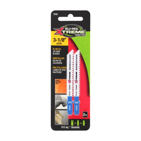 Blu-Mol Xtreme 3-1/8 in. Bi-Metal Universal Jig Saw Blade 10 TPI 2 pk