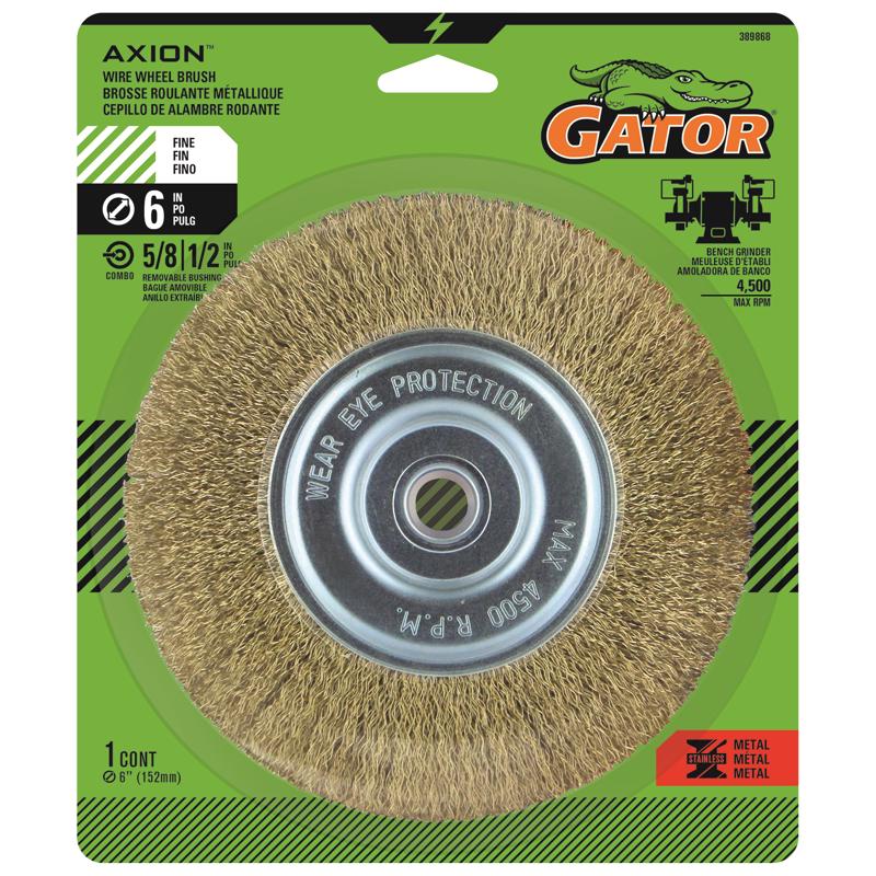 Gator 6 in. Fine Cable Twist Wire Wheel Brush Brass Coated Steel 4500 rpm 1 pc