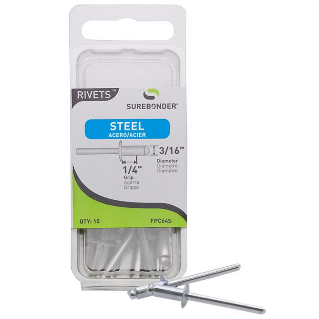 Surebonder 3/16 in. D X 1/4 in. Steel Blind Rivets Silver 15 pc