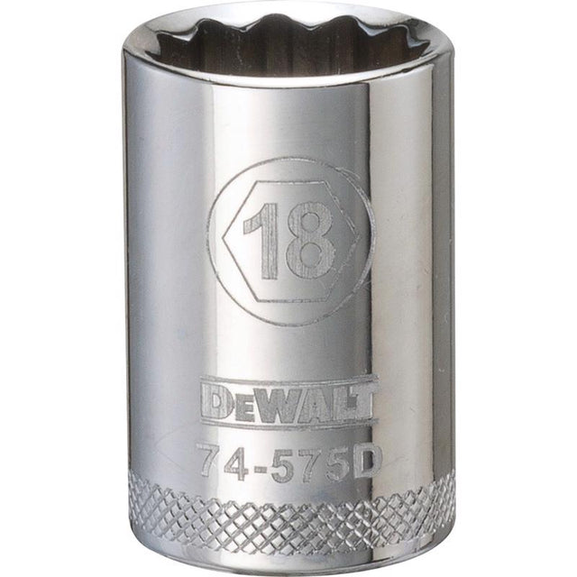 DeWalt 18 mm X 1/2 in. drive Metric 12 Point Socket 1 pc