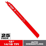 Diablo 12 in. Bi-Metal Auto Dismantling Reciprocating Saw Blade 14/18 TPI 25 pc
