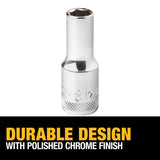 DeWalt 8 mm X 3/8 in. drive Metric 6 Point Deep Socket 1 pc
