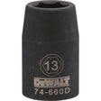 DeWalt 13 mm X 1/2 in. drive Metric 6 Point Impact Socket 1 pc