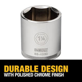 DeWalt 1-1/4 in. X 1/2 in. drive SAE 6 Point Socket 1 pc