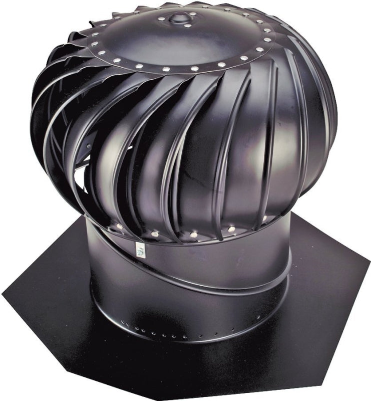 Lomanco Whirlybird BIB-14B Turbine Ventilator, 14 in Dia Throat, Aluminum, Black