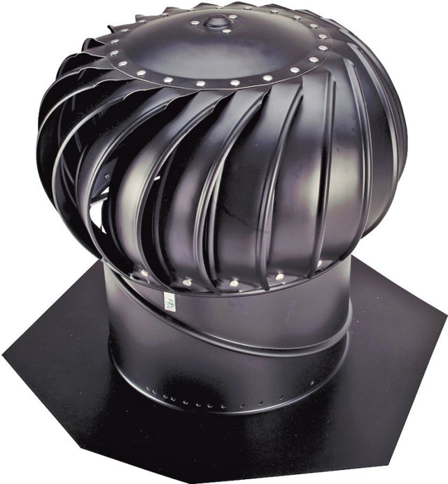 Lomanco Whirlybird BIB-14B Turbine Ventilator, 14 in Dia Throat, Aluminum, Black