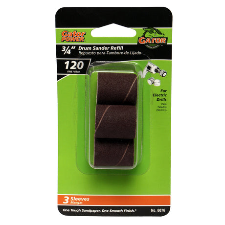 Gator 3/4 in. D X 3/4 in. L Aluminum Oxide Abrasive Sleeve Refill 120 Grit Fine 3 pc