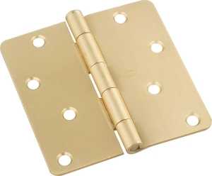 National Hardware N830-228 Door Hinge, 1/4 in Corner Radius, Cold Rolled Steel, Satin Brass, Non-Rising, Removable Pin