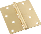 National Hardware N830-228 Door Hinge, 1/4 in Corner Radius, Cold Rolled Steel, Satin Brass, Non-Rising, Removable Pin