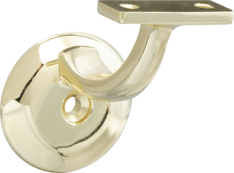 National Hardware N830-126 Handrail Bracket, 250 lb, Die-Cast Zinc, Polished Brass