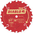 Diablo D0516X Circular Saw Blade, 5-3/8 in Dia, 0.393 in Arbor, 16-Teeth, Carbide Cutting Edge