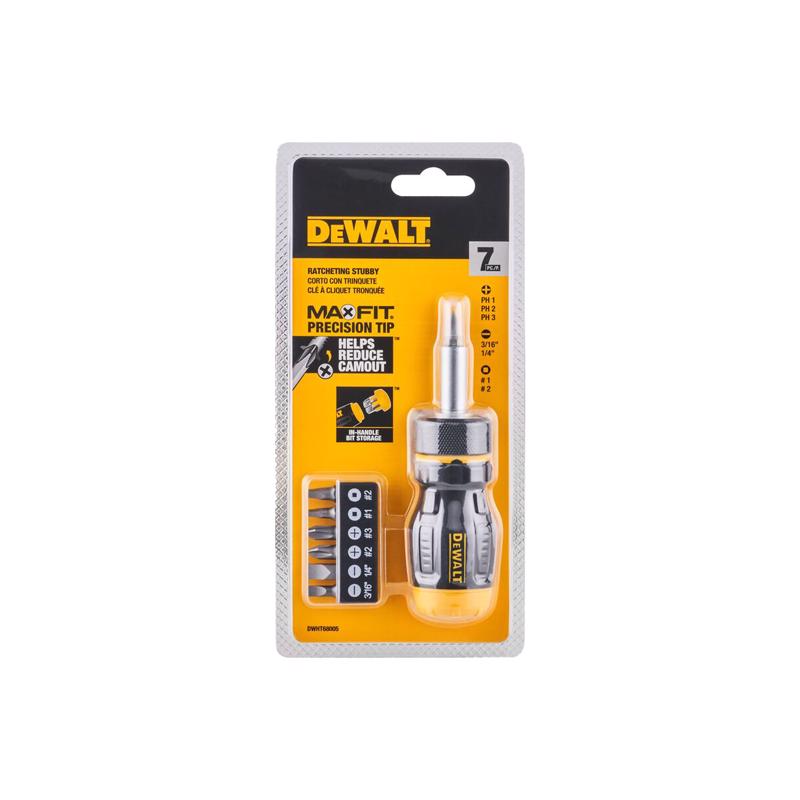 DeWalt MAX FIT Ratcheting Multi-Bit Stubby Screwdriver Set 7 pc