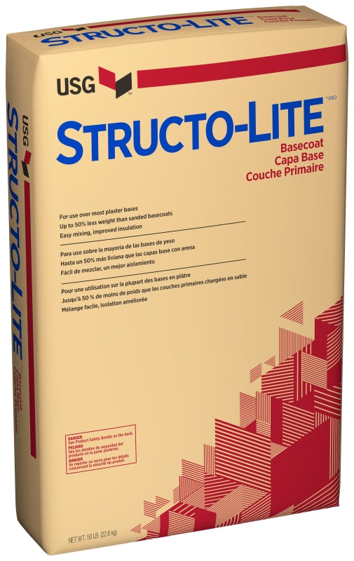 USG STRUCTO-LITE 163841 Basecoat Plaster, Powder, Low to No Odor, Off-White, 50 lb Bag