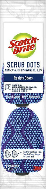 Scotch-Brite Scrub Dots 487-2-7 Dishwand Refill, 3.4 in L, 2.2 in W