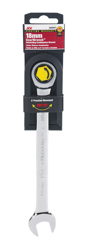Ace Pro Series GearWrench 18 mm X 18 mm Metric Combination Wrench 9.3 in. L 1 pc
