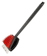 Omaha BBQ1006 Grill Brush with Scraper, 3-1/8 in L Brush, 3 in W Brush, Nylon Bristle, Red Bristle, 3-1/2 in L Trim