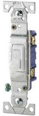 Eaton Wiring Devices 1301-7W Series Toggle Switch, White, 15 A, 120 V, 4.2 in L x 1.3 in W x 1.103 in D Dimension