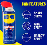 WD-40 Smart Straw 490040 Multi-Use Lubricant, Petroleum Base, 11 oz, Classic Product, Lubricant for Tools, Hinges, Gears