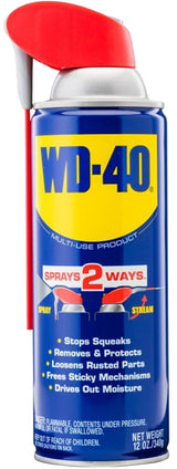 WD-40 Smart Straw 490057 Multi-Use Lubricant, Petroleum Base, 12 oz, Classic Product, Lubricant for Tools, Hinges, Gears