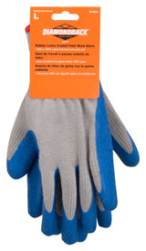 Diamondback GV-SHOWA/L Gripper Work Gloves, Men & Women, 10 in L, Knit Liner Cuff, Rubber Latex Coating, Grey & Blue