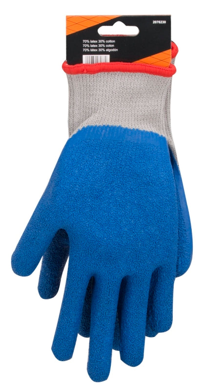 Diamondback GV-SHOWA/L Gripper Work Gloves, Men & Women, 10 in L, Knit Liner Cuff, Rubber Latex Coating, Grey & Blue