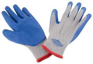 Diamondback GV-SHOWA/L Gripper Work Gloves, Men & Women, 10 in L, Knit Liner Cuff, Rubber Latex Coating, Grey & Blue