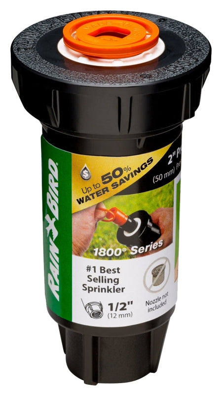 Rain Bird 1802LNPRS Pressure Regulating Pop-Up Sprinkler, Full-Circle, Part-Circle, 3.7 gpm, 1/2 in Connection, FNPT