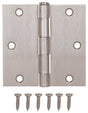ProSource 20338SNX Square Corner Door Hinge, Steel, Satin Nickel, Loose Pin, 180 deg Range of Motion