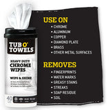 Tub O'Towels TW40-CHR Heavy-Duty Wipes, 8 in L, 7 in W, 40 -Wipes